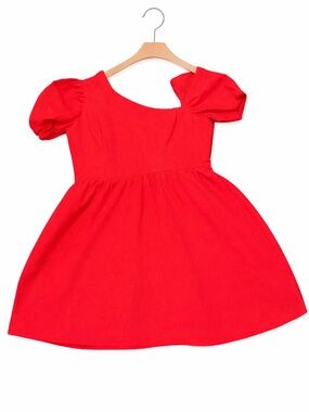 Park & Fifth Westman One Shoulder Puff Sleeve Mini Dress Red L Wedding Guest